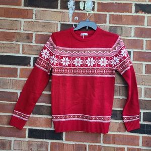 Holiday Red Snowflake Crew Neck Sweater